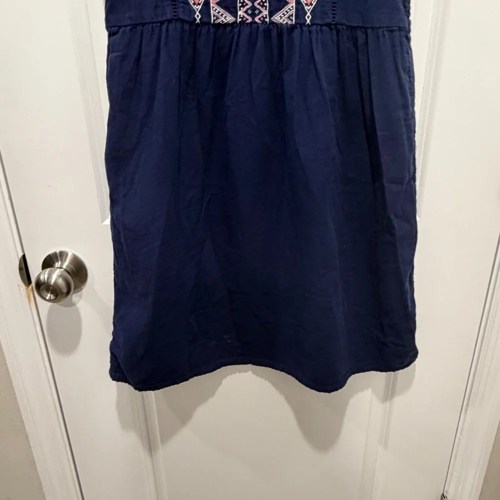 Old‎ Navy Girls Embroidered Dress Flutter Sleeve Navy Blue Size XL 14